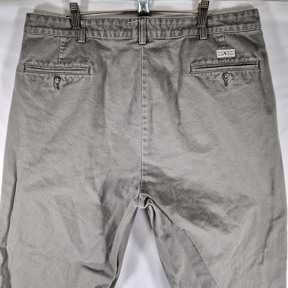Vintage Polo Ralph Lauren Pleated Chino Pants Men's 38x30 Gray 100 Cotton - Picture 10 of 16